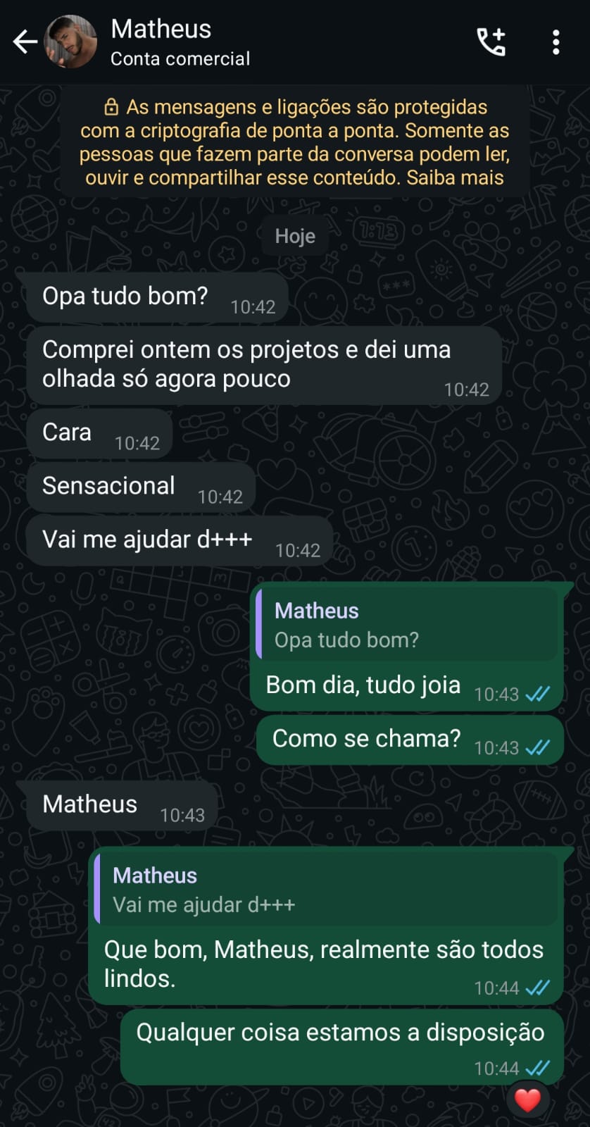 Conversa WhatsApp - Matheus